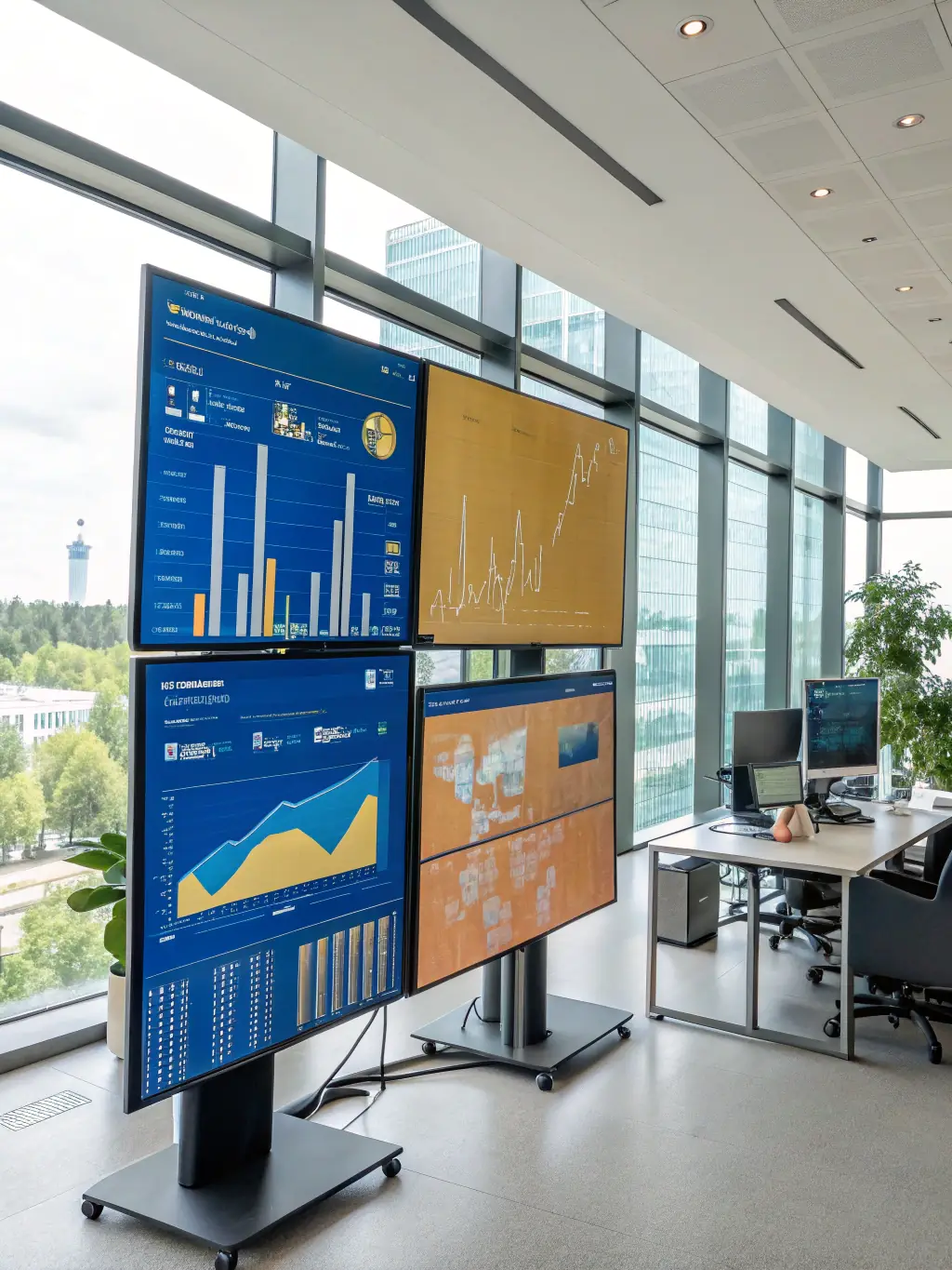 A dynamic graphic showing targeted online ads across various platforms, with data visualizations highlighting campaign performance and ROI.